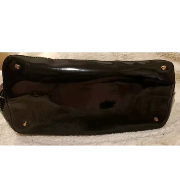 DKNY Black Patent Vinyl Logo Tote Purse - Picture 3 of 7